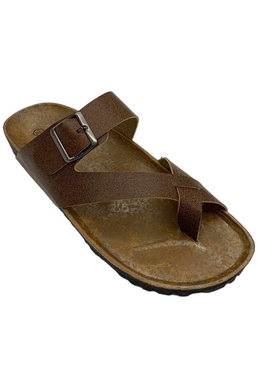 RK Collection Women's Toe Strap Sandal Brown - Medium